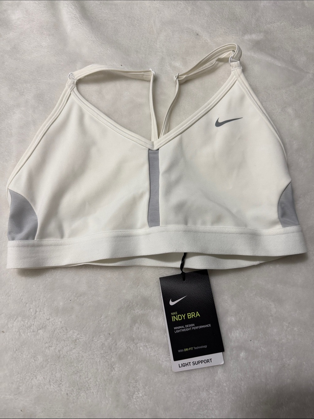 Nike Light Support Sports Bra in White and Gray